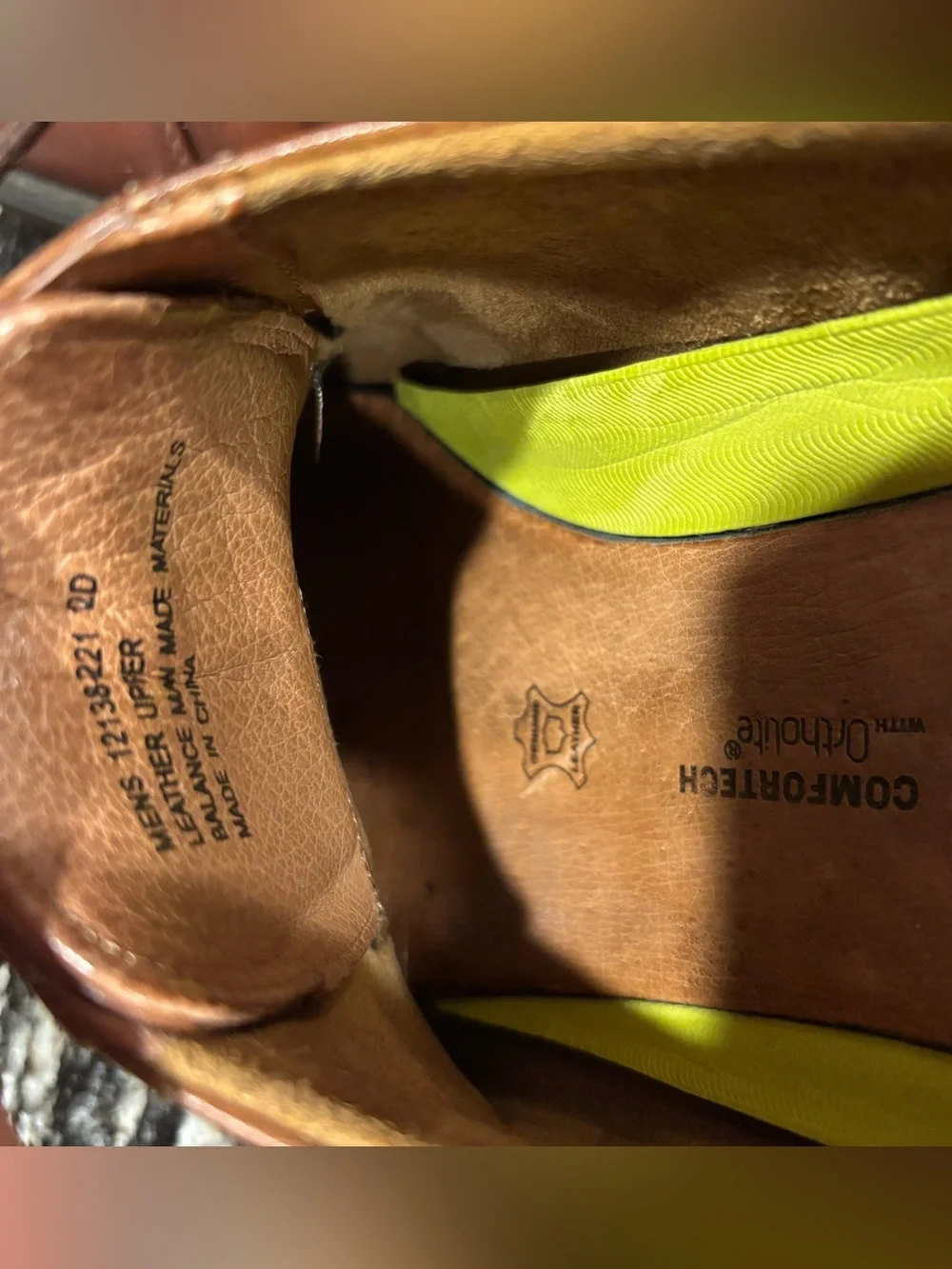 Florsheim Brown Leather Oxford with Bright Yellow Insole